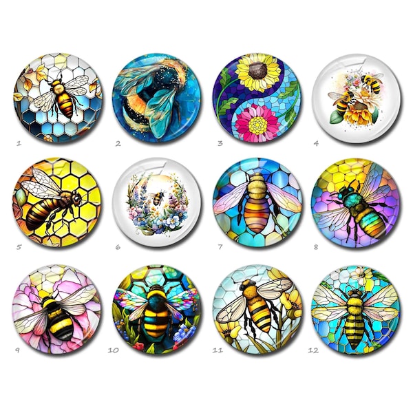 Honeybee Stained Glass Dome,Bee image Cabochon,Bee Hive Picture Cameo, 10mm 12mm 14mm 16mm 18mm 20mm 25mm 30mm 35mm 40mm Charms (FJ3716）