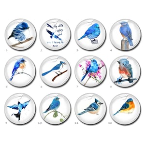Cabochon Blue Bird, dôme en verre rond ovale en forme de larme, image d'oiseau bleu, 10 mm 12 mm 25 mm 40 mm 10 x 14 mm 13 x 18 mm 20 x 30 mm (FJ3514