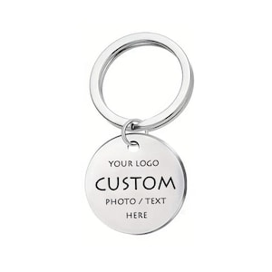 Custom Stainless Steel Keychain, Personal Laser Engraved QR Code Keyring ,25mm/30mm Logo Pendant Key Accessory , Add on Charms Gift- BXG26K