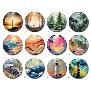 Meereswelle Cabochon, Berg Bild Glaskuppel, handgefertigte Bildkamee, 10 mm 12 mm 14 mm 16 mm 18 mm 20 mm 25 mm 30 mm 35 mm 40 mm Glas (FJ5474 )