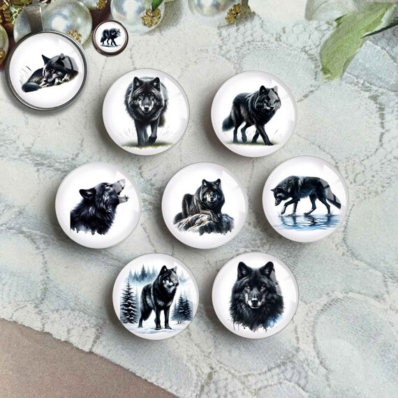 Wolf Cabochon, Wolf image Glass dome, Animal Picture Cameo, 10mm 12mm 14mm 16mm 18mm 20mm 25mm 30mm 35mm 40mm Photo Glass Charms (FJ5135）