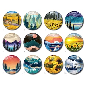 Sonnenblume Cabochon, Berge Bild Glaskuppel, Waldbild Cameo, 10 mm 12 mm 14 mm 16 mm 18 mm 20 mm 25 mm 30 mm 35 mm 40 mm Glasanhänger (FJ4419 )