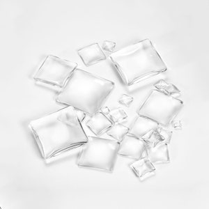 Cabochon carré transparent de 8 mm à 40 mm, cabochon dôme en verre transparent, cabochon transparent, camée en verre transparent à dos plat pour bijoux DIY - BL02