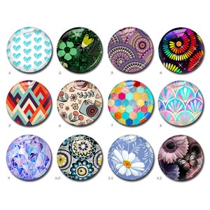 Handgefertigter Cabochon, Blumenbild Glaskuppel, Tie Dye Bild Kamee, 10mm 12mm 14mm 16mm 18mm 20mm 25mm 30mm 35mm 40mm Foto Charms (FJ3701）