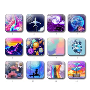 Planets Square Cabochon, Handmade Moon Image Glass Dome ,10mm 12mm 14mm 15mm 16mm 18mm 20mm 25mm DIY Airplane Glass Photo Beads (ZF16）