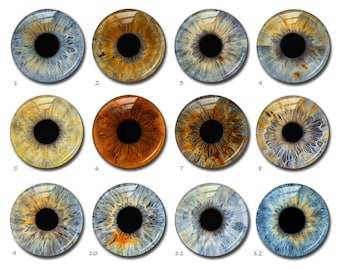 Human Eyes Cabochon, Doll Eyes image Glass dome, Eyeball Picture Cameo, 10mm 12mm 20mm 25mm - 40mm for toy crafts ,Blythe Doll eye  (FJ5650）