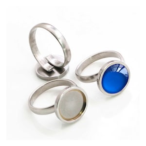10 / 50 /100 pcs - Stainless Steel 12mm Ring Blanks, Thick Base Ring Base Setting, Glass Dome Blanks Cups Bezel DIY Jewelry Accessory -BXG72