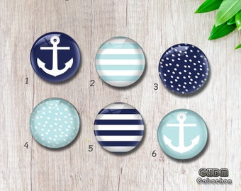 Anchor Cabochon,12mm 18mm 20mm Anchor Snap Button,high definition Ocean Blue Snap jewelry charm,10-40mm glass dome photo cabochon (FJ365）