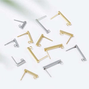 10pcs - Stainless Steel Bar Stud Earrings - Hypoallergenic Ear Wires - Dangle Earrings Hook Connector -DIY Jewelry Accessories  -BXG31