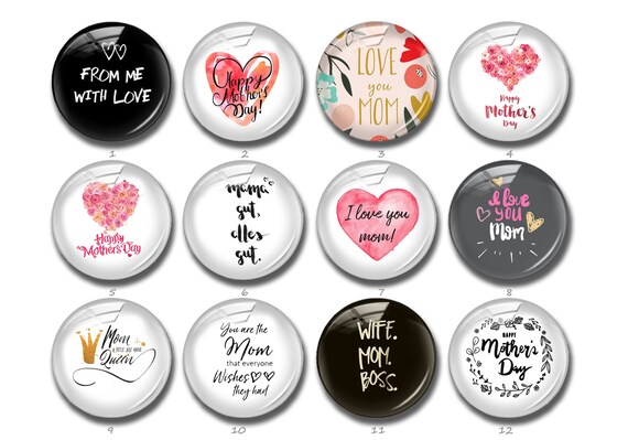 Mother day Cabochon,love mom Photo Snap Button,10mm 12mm 14mm 16mm 18mm 20mm 25mm 30mm 35mm 40mm love heart image glass dome (FJ918）