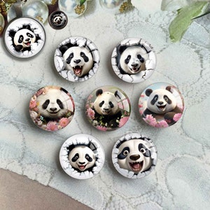 Panda cabochon, panda afbeelding glazen koepel, dierenfoto camee, 10 mm 12 mm 14 mm 16 mm 18 mm 20 mm 25 mm 30 mm 35 mm 40 mm glazen bedels (FJ4145)