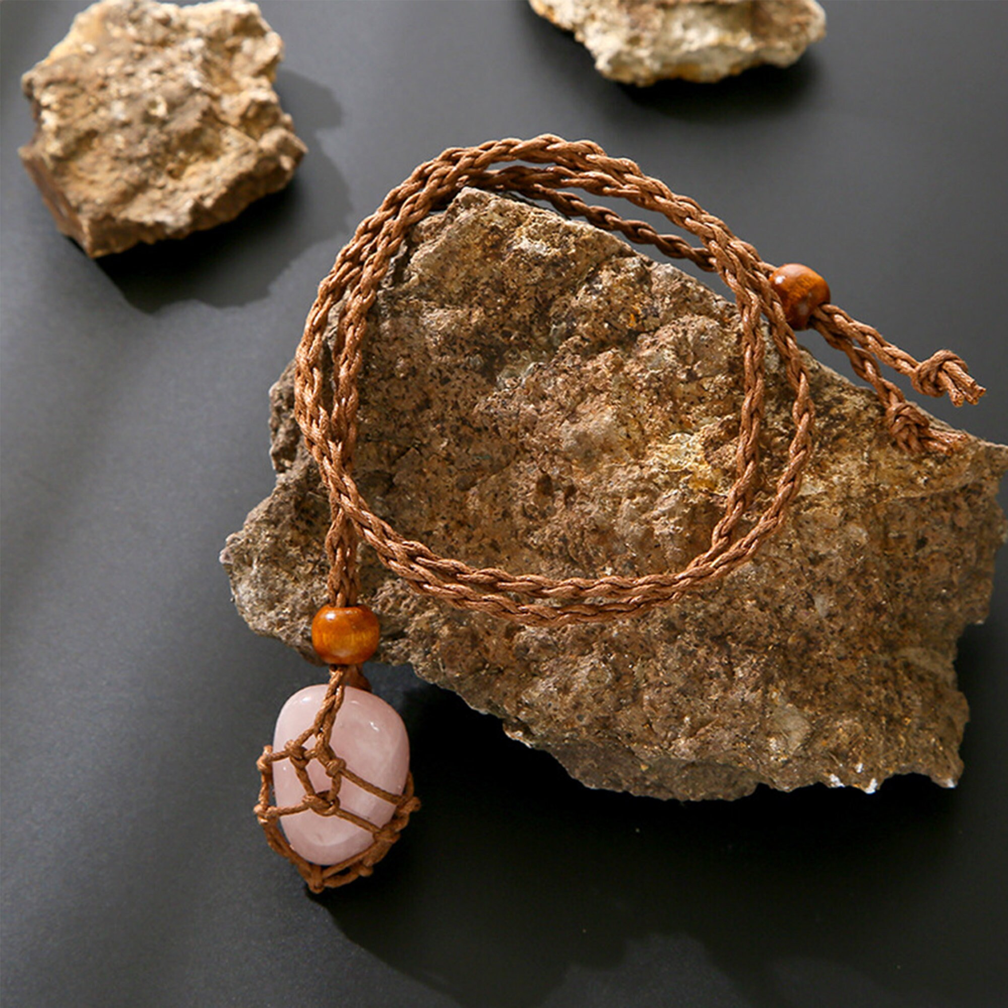Handmade Macrame Stone Holding Necklace,interchangeable Macrame 