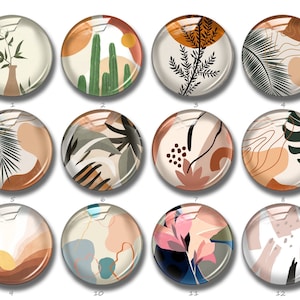 Monstera fougères plantes Cabochon, tons terreux Snap Button, 10mm 12mm 14mm 16mm 18mm 20mm 25mm 30mm 35mm 40mm dôme de verre d’image tropicale (FJ866)