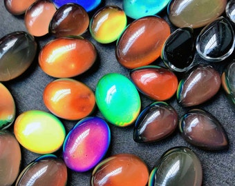 10 stuks - stemming cabochon kralen, kleur veranderende stemming stemmingsbedel, 10 x 14 mm 13 x 18 mm ovale druppelvormige losse kralen doe-het-zelfaccessoire (M01)