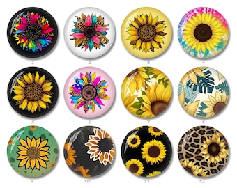 Sunflower Cabochon / Bouton Snap, 12mm / 18mm / 20mm Sunflower Snap Button / 10mm 12mm 14mm 16mm 18mm 20mm 25mm 30mm 40mm Dôme en verre d’image (FJ1671)