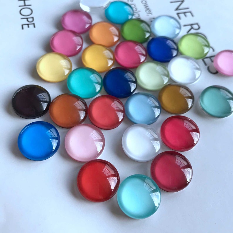 Cabochon de couleur unie, perle de dôme en verre photo de couleur unie, 10 mm 12 mm 14 mm 16 mm 18 mm 20 mm 25 mm 30 mm 35 mm 40 mm Charme de bijoux photo FJ1931 image 7