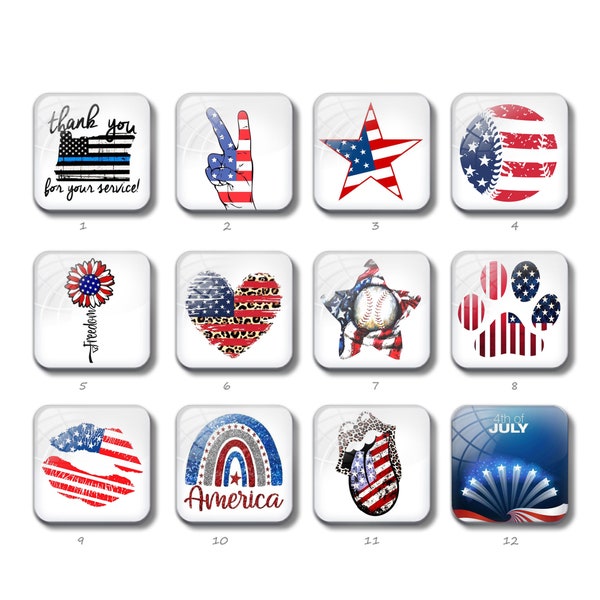Amerykański kwadratowy kaboszon, szklana kopuła z obrazkiem baseballowym USA, 10 mm 12 mm 14 mm 15 mm 16 mm 18 mm 20 mm 25 mm DIY szklane mozaiki ze zdjęciami koraliki (ZF84)