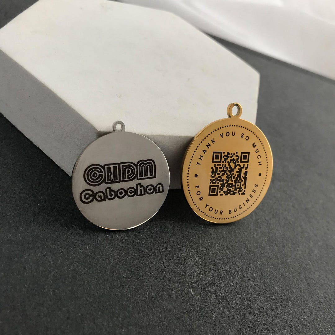 Custom QR Code Stainless Steel Charms, Personalize Scan Code Laser ...
