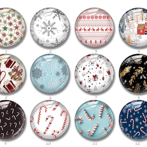 Cabochon natalizio, ciondolo gioiello con bottone a pressione fiocco di neve natalizio, 12 mm 16 mm 18 mm 20 mm 25 mm 30 mm cabochon con decorazioni natalizie in vetro (FJ767）