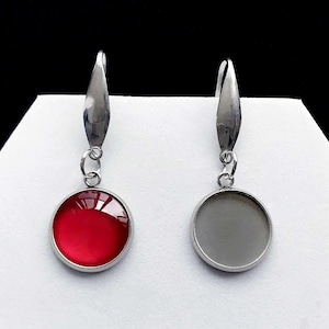10pcs -Minimalism STAINLESS STEEL Earrings Blanks, 8mm 10mm 12mm 25mm Cabochon Drop Earrings Base,Dangle Charm Earrings Bezel Trays - BXG04