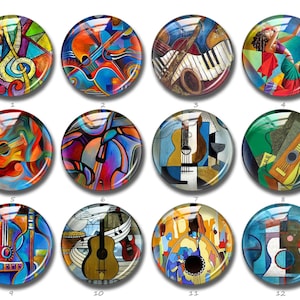 Cabochon aquarelle pour instruments de musique, bouton pression pour guitare artistique, 10 mm 12 mm 14 mm 16 mm 18 mm 20 mm 25 mm 30 mm 35 mm 40 mm dôme en verre (FJ911）