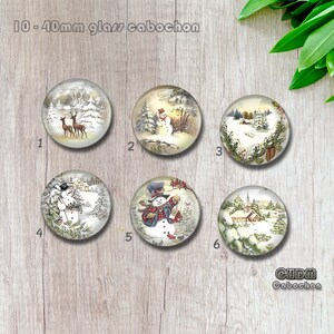 Schnee Weihnachten Cabochon, Weihnachten Schneemann Glaskuppel, 10 mm 12 mm 16 mm 25 mm 40 mm Xmas Elk Glas Cameo Perlen, Schneemann Schmuck Charme (FJ392）
