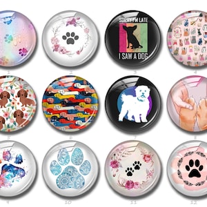 Cabochon pour animal de compagnie, bouton-pression pour chien, 10 mm 12 mm 14 mm 16 mm 18 mm 20 mm 25 mm 30 mm 35 mm 40 mm Dôme en verre avec empreinte de patte (FJ904）