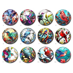 Cabochon di colibrì, cupola di vetro con immagine cardinale, cammeo con immagine in vetro colorato, ciondoli da 10 mm 12 mm 14 mm 16 mm 18 mm 20 mm 25 mm 30 mm 35 mm 40 mm (FJ3710）