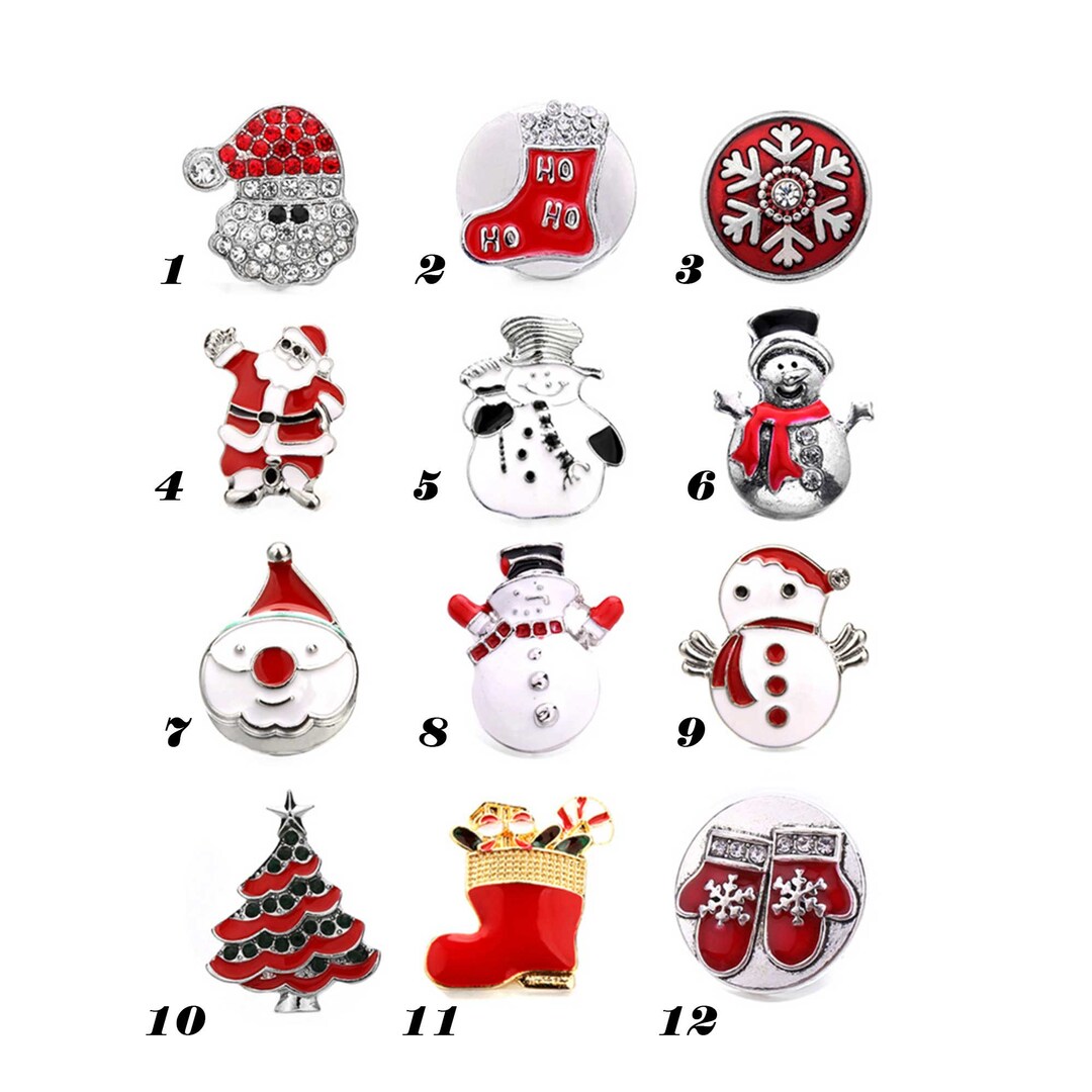 Christmas Ginger Snap Button,snowman Snap Button Charm Fit for 18mm