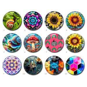 Zonnebloem cabochon, mandala afbeelding glazen koepel, handgemaakte foto camee, 10 mm 12 mm 14 mm 16 mm 18 mm 20 mm 25 mm 30 mm 35 mm 40 mm glas (FJ5298 )