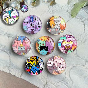 Cabochon di gatto, immagine di San Valentino, cupola di vetro, cammeo di immagine fatto a mano, 10 mm 12 mm 14 mm 16 mm 18 mm 20 mm 25 mm 30 mm 35 mm 40 mm (FJ5526)