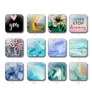 Handmade Square Cabochon, Blur Sea Ocean Image Glass Dome , 12mm 14mm 16mm 15mm 16mm 18mm 20mm 25mm Never Stop Dreaming Glass Beads (ZF39）