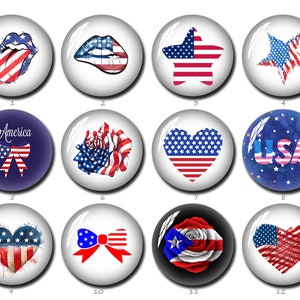 Cabochon en verre du drapeau américain, bouton-pression en verre du drapeau national des États-Unis, patriotique, verre cœur patriotique des États-Unis, dôme en verre imgae du 4 juillet (FJ962)