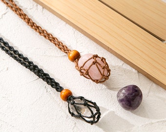 6-Piece Adjustable Stone Holder Necklace Cord Set For DIY Jewelry Making Black Brown Beige