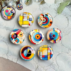 Cabochon colorati, immagine geometrica, cupola in vetro, cammeo, 10 mm, 12 mm, 14 mm, 16 mm, 18 mm, 20 mm, 25 mm, 30 mm, 35 mm, 40 mm, ciondoli in vetro (FJ4929)