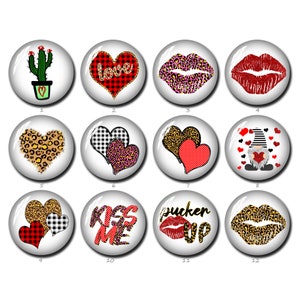 Cabochon labbra di San Valentino, immagine di gnomo a forma di cuore di bufalo rosso, cupola in vetro da 10 mm, 12 mm, 14 mm, 16 mm, 18 mm, 20 mm, 25 mm, 30 mm, 35 mm, 40 mm fai da te (FJ1451)