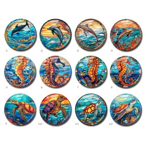 Seetier Cabochon, Seepferdchen Glaskuppel, Glasmalerei, 10 mm 12 mm 14 mm 16 mm 18 mm 20 mm 25 mm 30 mm 35 mm 40 mm Glas-Charme (FJ3871 )
