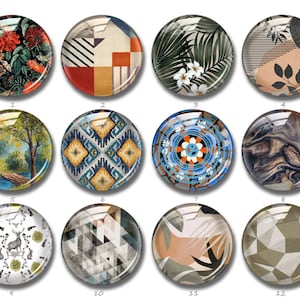 Tropische blad cabochon raster mandala glazen koepel, 10 mm 12 mm 14 mm 16 mm 18 mm 20 mm 25 mm 30 mm 35 mm 40 mm afbeelding glazen koepel kralen bedel (FJ893)