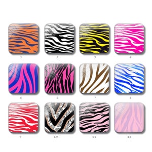 Colorful Zebra Stripes Square Cabochon, Animal Print Image Glass Dome , 12mm 14mm 16mm 15mm 16mm 18mm 20mm 25mm DIY Glass Photo Beads(ZF12 ）