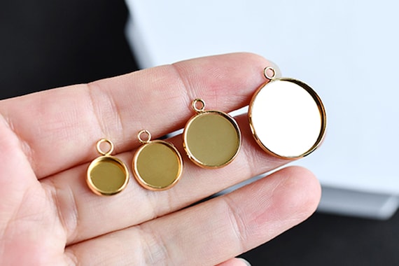 Stainless Steel Blanks in 18K Gold PVD plated , 8mm 10mm 12mm 14mm 16mm 18mm 20mm 25mm Pendant Trays Bezel Cups - B3-22