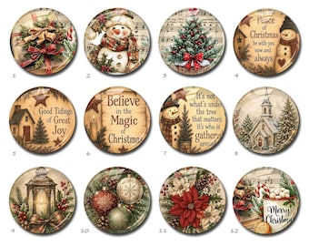 Vintage Christmas Cabochon, Snowman image Glass dome, Christmas Picture Cameo, 10mm 12mm - 25mm - 40mm For DIY Jewelry Crafts (FJ6651）