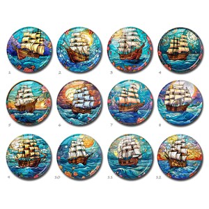 Boot Cabochon, Maritim Bild Glaskuppel, Glasmalerei Bild Cameo, 10mm 12mm 14mm 16mm 18mm 20mm 25mm 30mm 35mm 40mm Glasanhänger (FJ 3970)