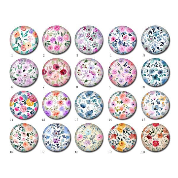 10pcs Floral Cabochon,Spring Flowers Image Glass dome,10mm 12mm 14mm 16mm 18mm 20mm 25mm 30mm 35mm 40mm Flower Round Photo Jewelry (FJ1629）