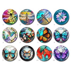 Libelle Cabochon,Schmetterlingsbild Glaskuppel,Kolibri Bild Kamee, 10mm 12mm 14mm 16mm 18mm 20mm 25mm 30mm 35mm 40mm Charms (FJ3715）