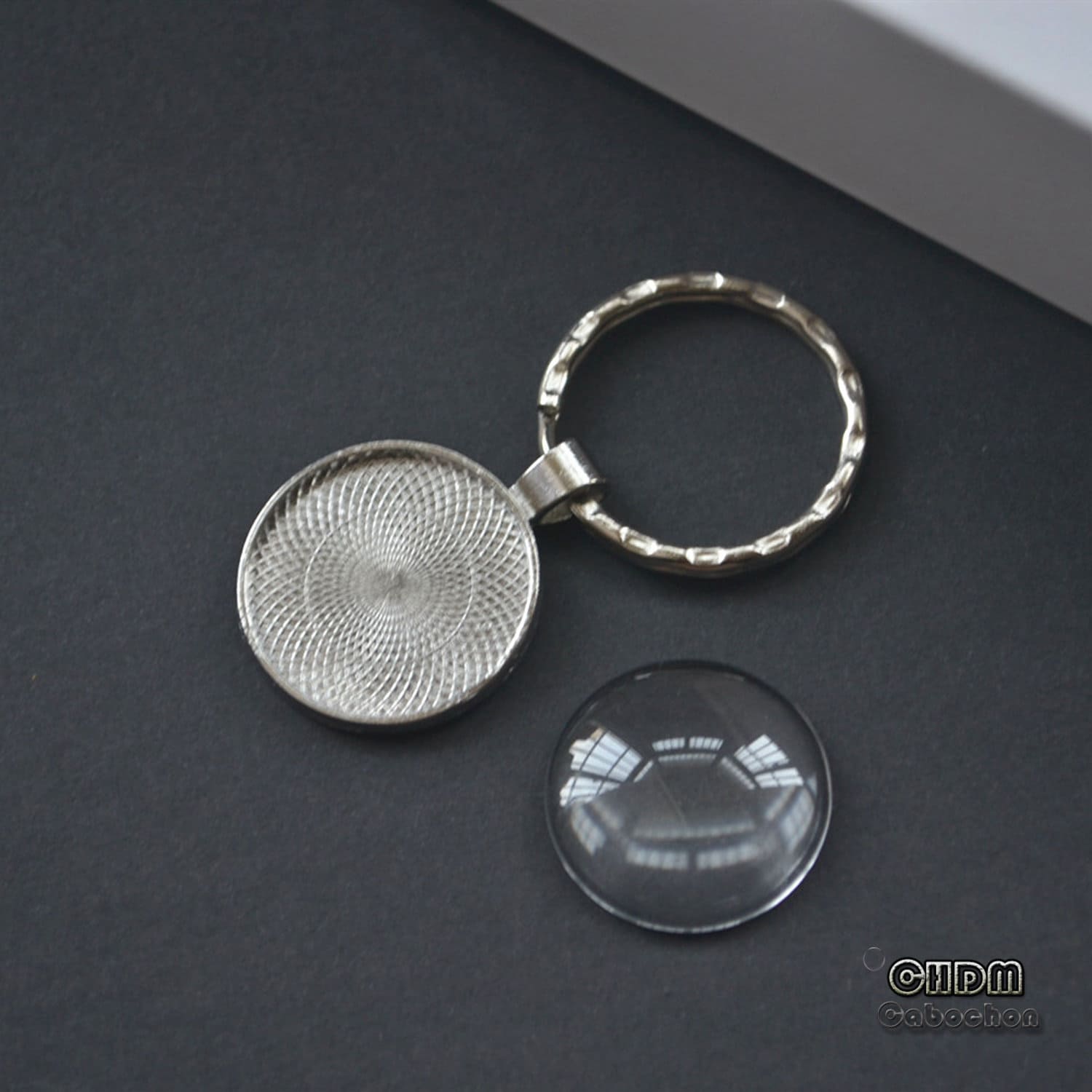 25mm Keychain Blanks Base,1 in Keyring With Clear Glass Dome Cabochon,1 ...