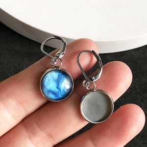 10 Stück EDELSTAHL Ohrringe Rohlinge, Französische Ohrhaken, 8 mm 10 mm 12 mm 25 mm Cabochon Tropfen Ohrringe Basis, Minimalismus Ohrringe Lünette Tabletts-Bxg169