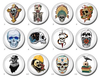 Skull Cabochon, Halloween image Glass dome, Picture Cameo, 10mm 12mm 14mm 16mm 18mm 20mm 25mm 30mm 35mm 40mm Raven Photo Jewelry (FJ3545）