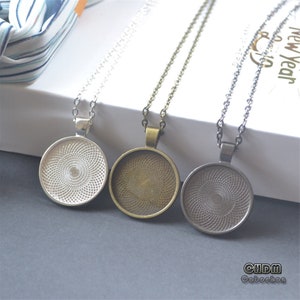1 in Pendant Necklace blanks base,Necklace Accessory,45cm/60cm Chain,1&quot; Round Image Cabochon Pendant Charm kits,DIY jewelry findings (ACC04)
