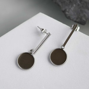 Minimalismo ACCIAIO INOSSIDABILE Orecchini pendenti grezzi, 8mm 10mm 12mm 14mm 25mm Cabochon Orecchini pendenti Base, Orecchini con ciondoli Vassoi castone BXG05 immagine 3