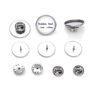 20pcs  Stainless Steel Brooch Pin Base , 10mm 12mm 14mm 16mm 18mm 20mm 25mm 30mm Tie Tack Blank Pins, Label Pin Trays Bezel Cups - BXG64